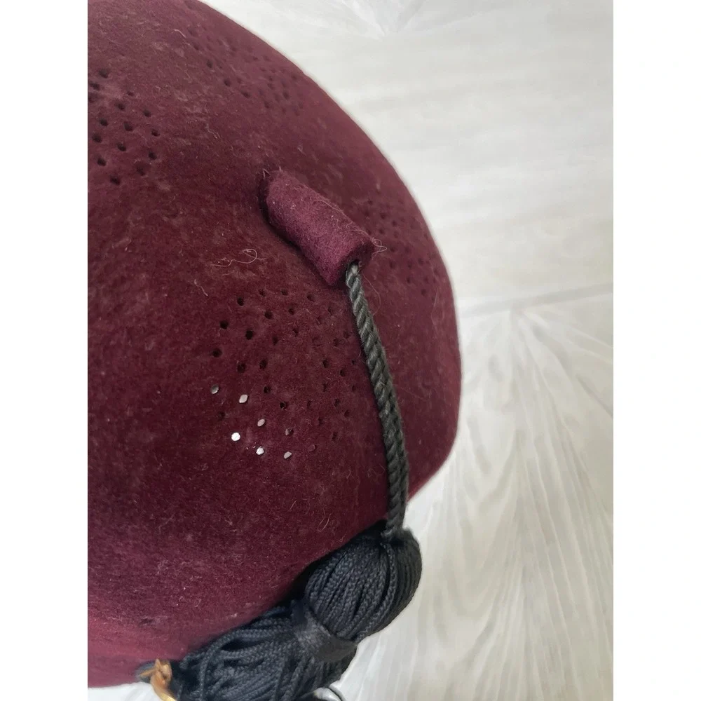 Vtg  BEN HUR Rhinestone Red Wool Shriners Masonic Fez Hat w/Jeweled Tassel Pin